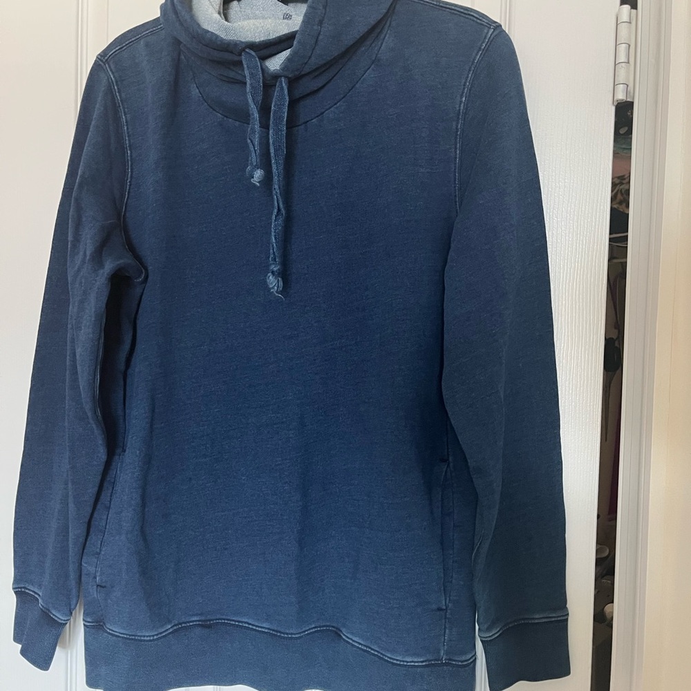 Basement Men's Indigo Blue Hoodie Cotton High neck sweatshirt Size L